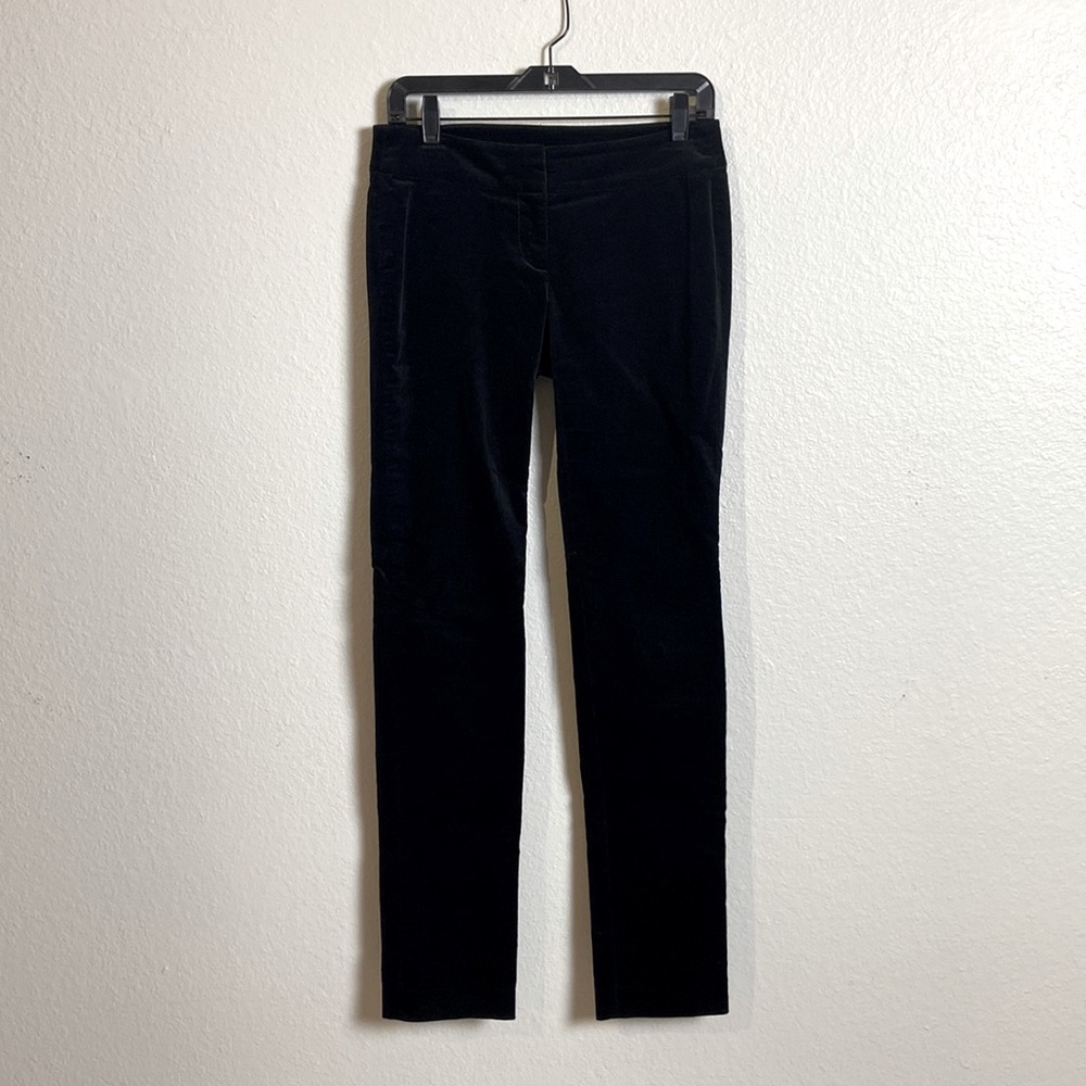 Straight leg low rise black velvet trousers